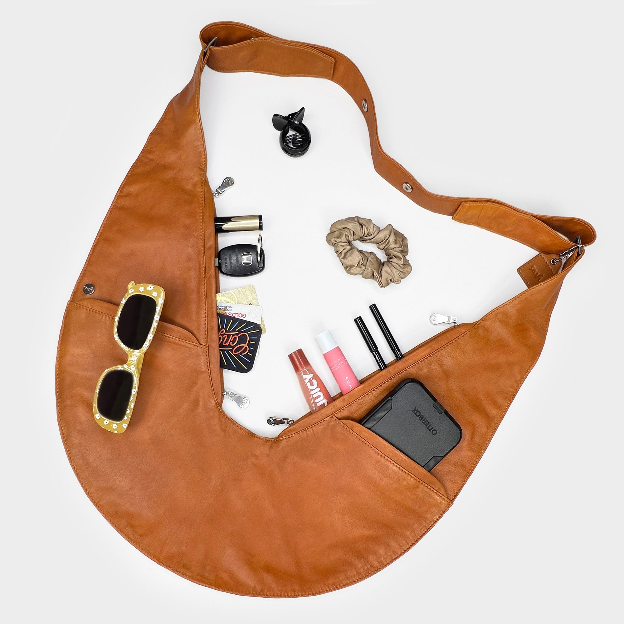 Cognac Leather Sash Bag