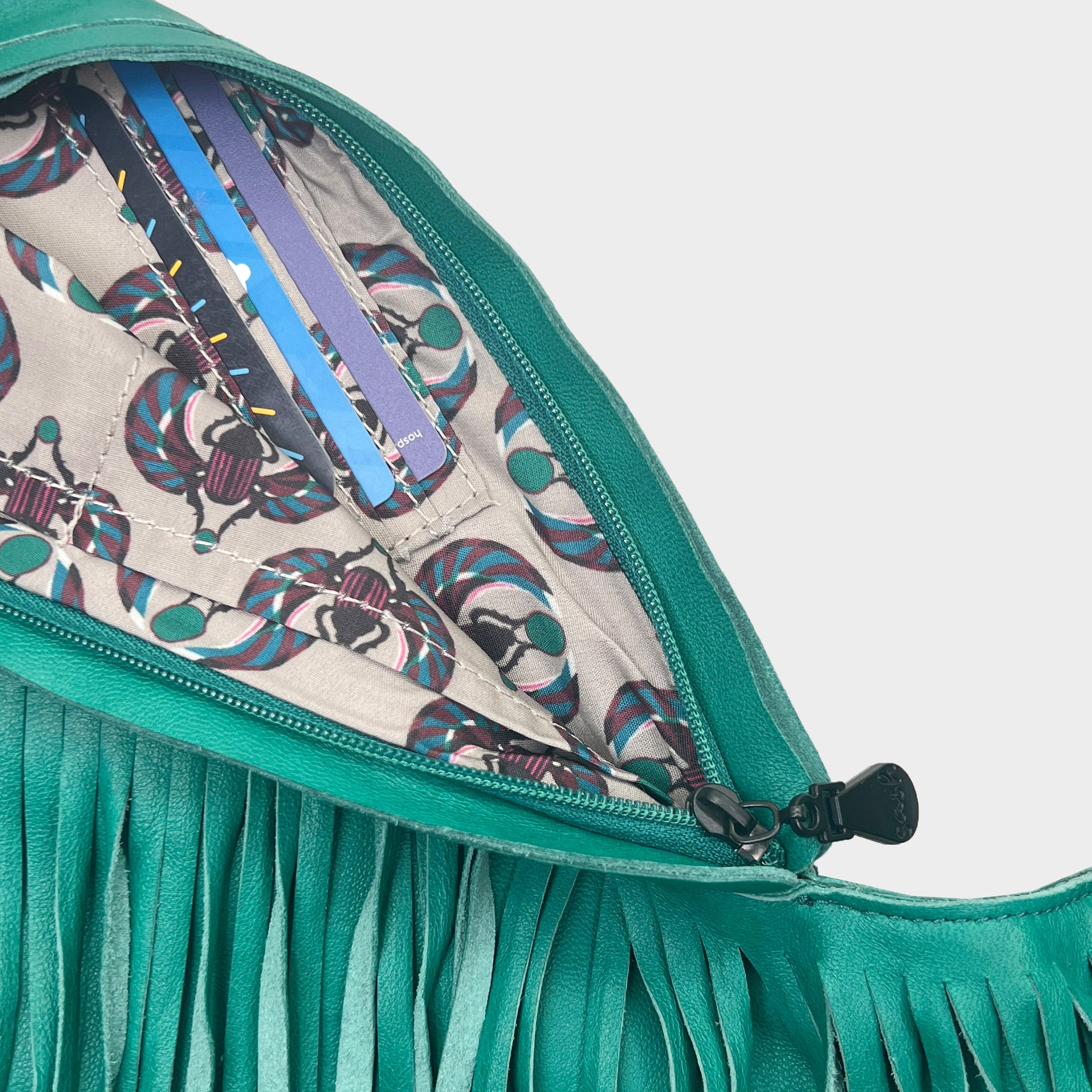 Turquoise Fringe Leather Sash Bag