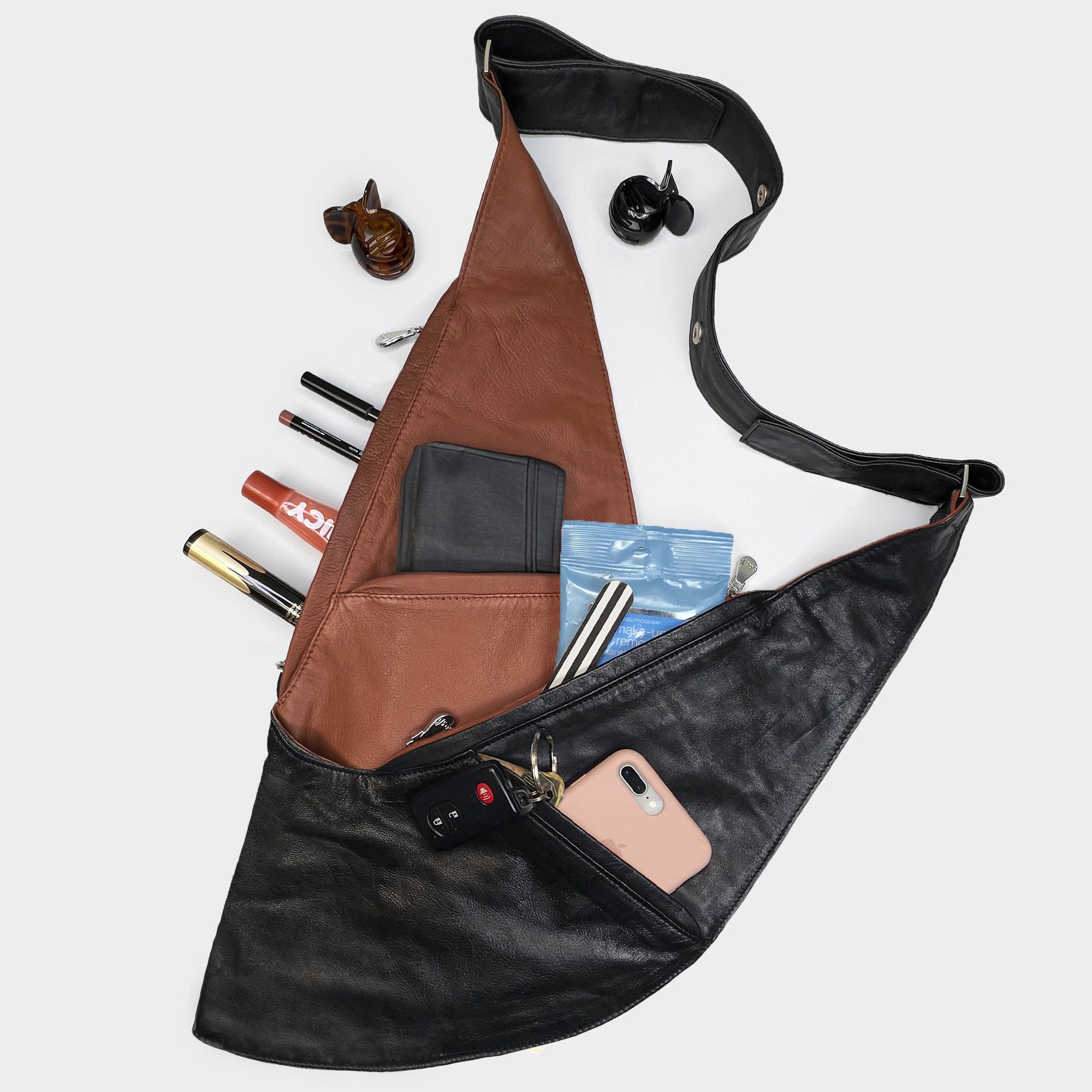Black/Brown Extra Leather Sash Bag