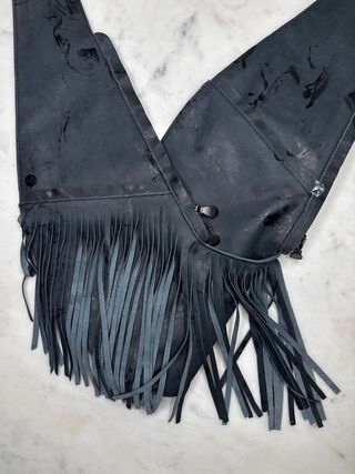Glam Black Fringe Leather Sash Bag