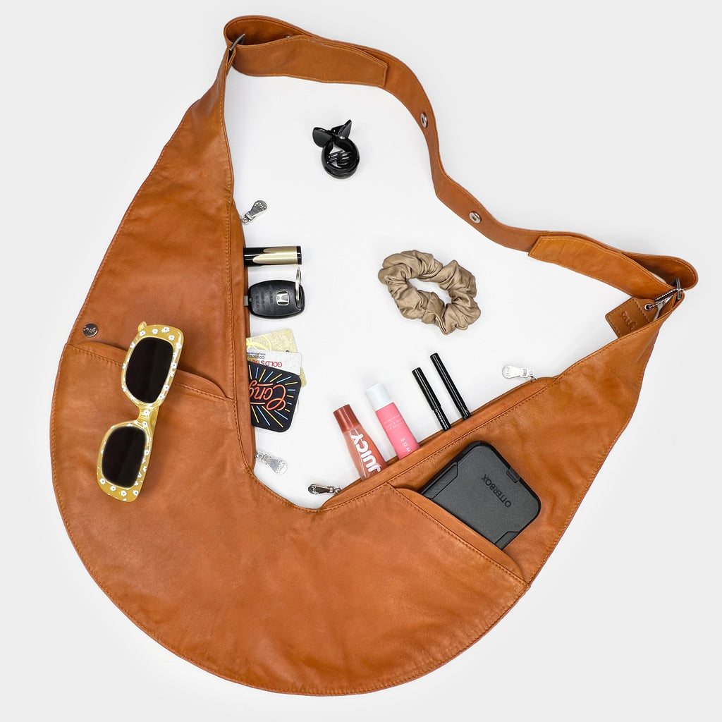 Cognac Leather Sash Bag
