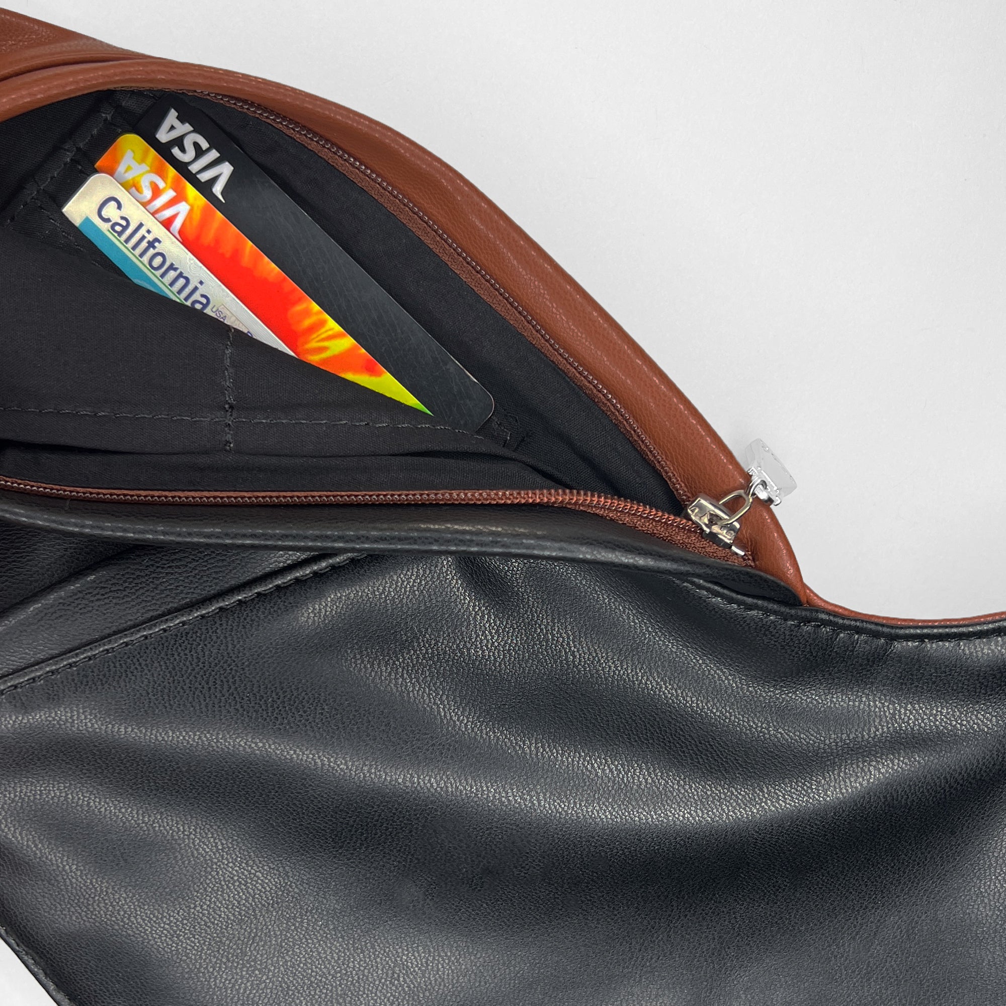Black/Brown Faux Leather Sash Bag