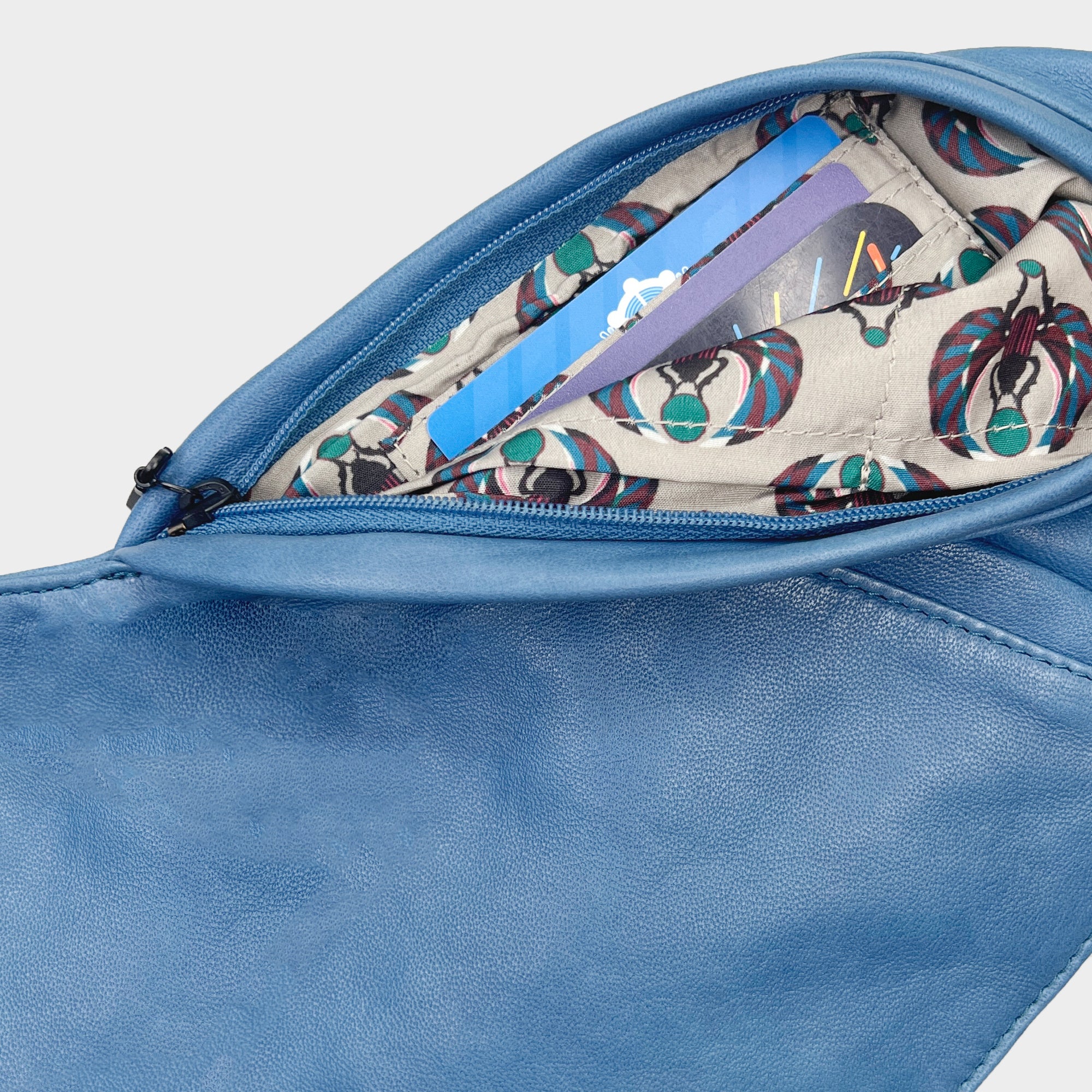 Ceramic Blue Leather Sash Bag