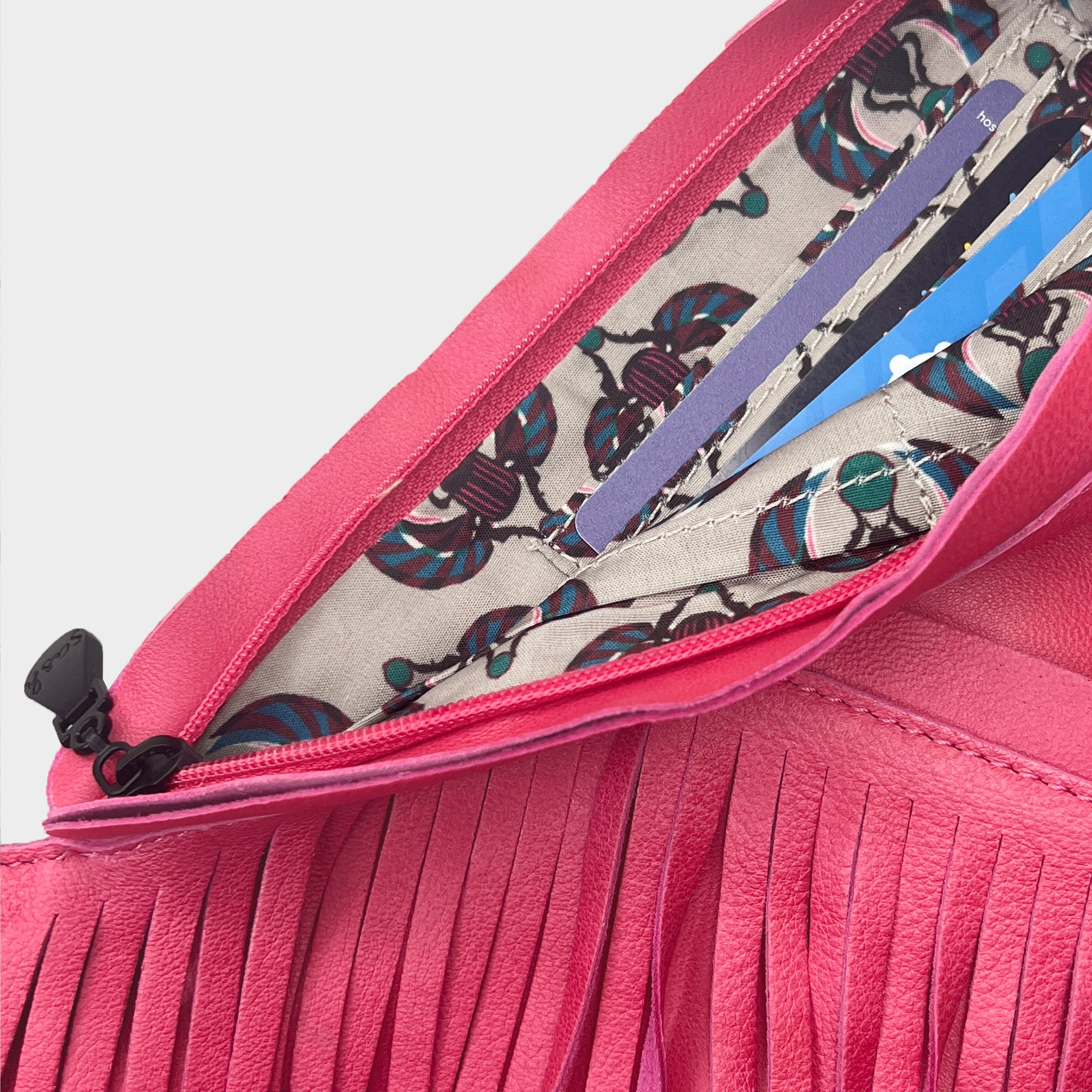 Star Pink Fringe Leather Sash Bag