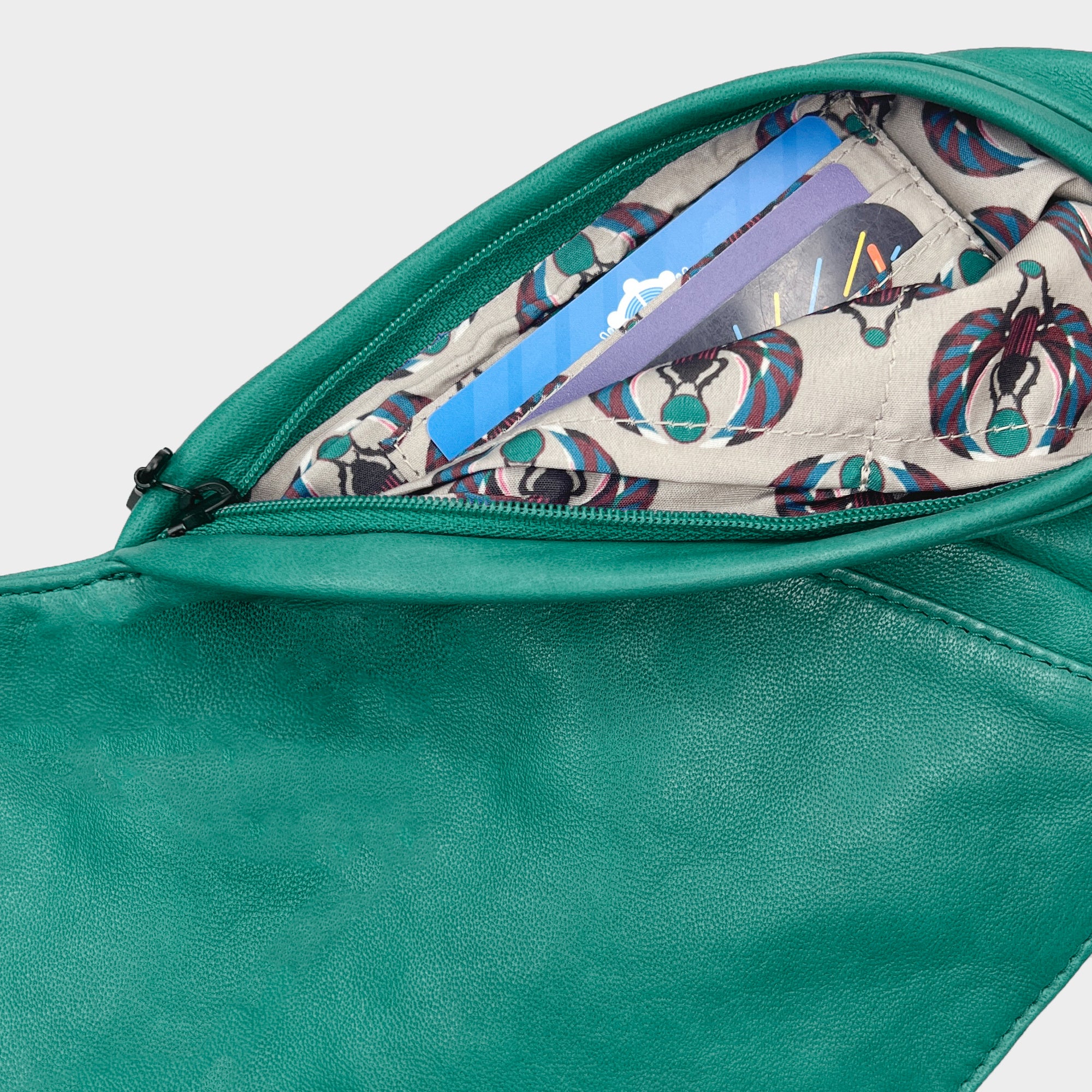 Turquoise Leather Sash Bag