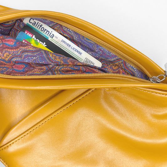 Yellow Faux vegan Leather Tassel Handbag/purse Charm 