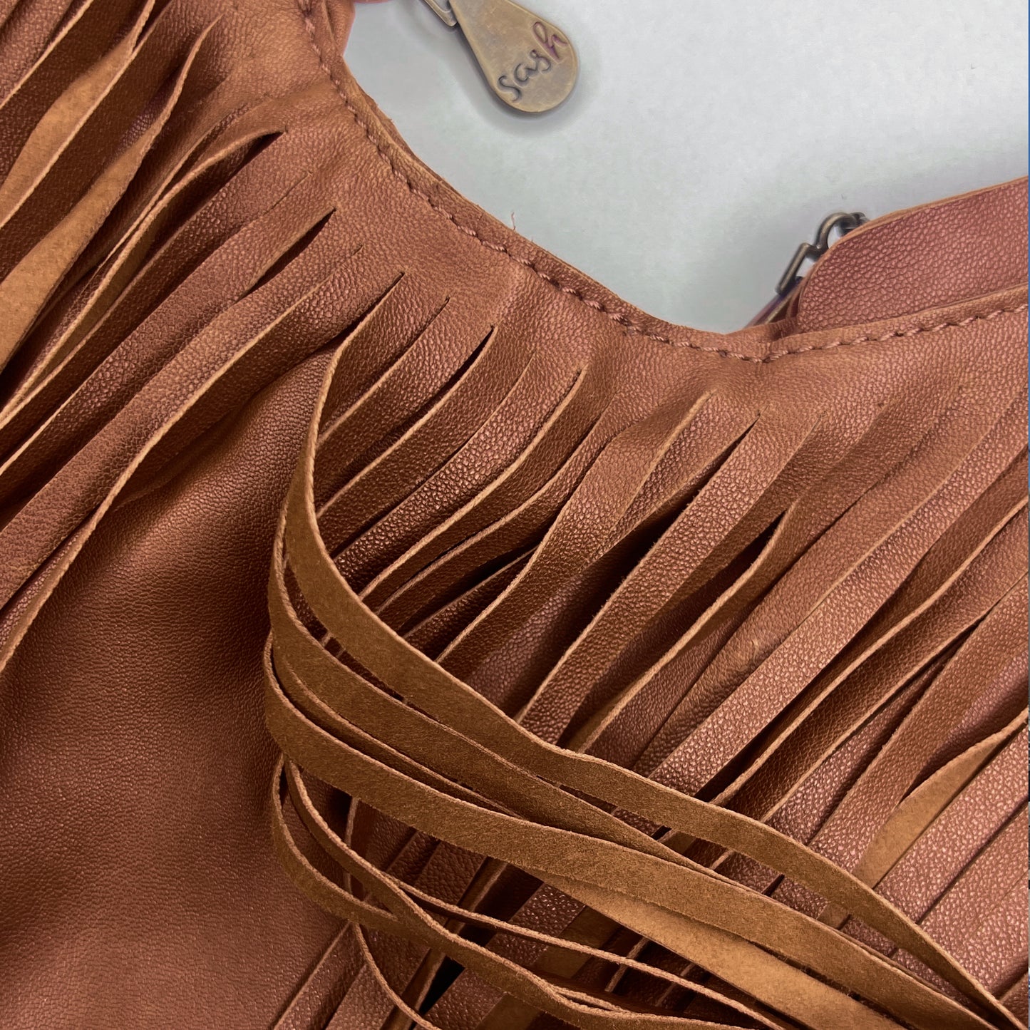 Brown Fringe Leather Sash Bag